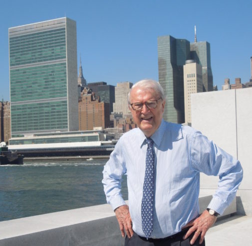 Portrait of William J. vanden Heuvel at Four Freedoms Park