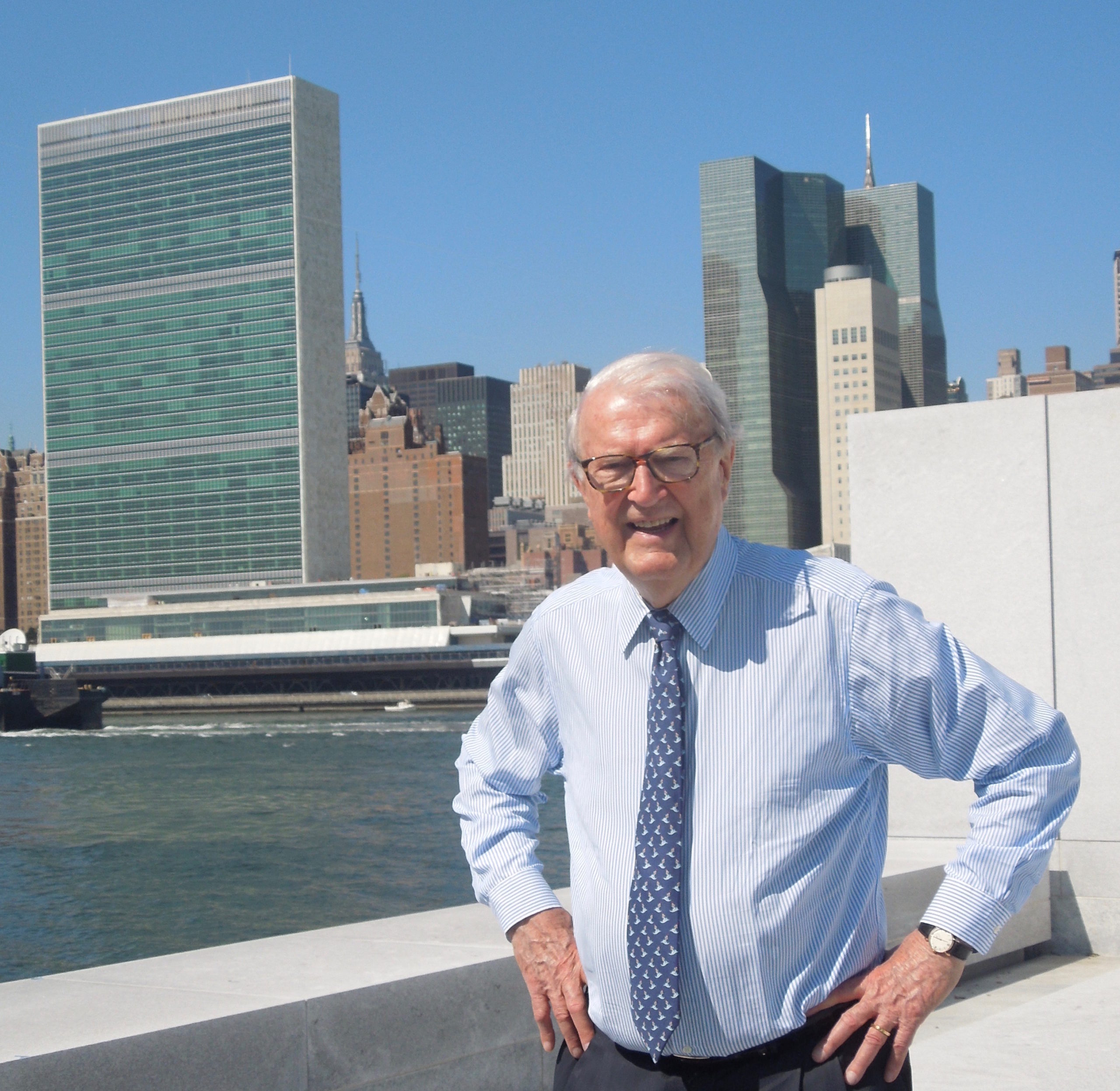 Portrait of William J. vanden Heuvel at Four Freedoms Park